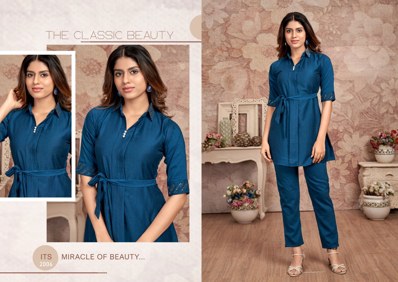 Sophia KF Plain Cord Set Ladies Top With Bottom Wholesale Shop In Surat